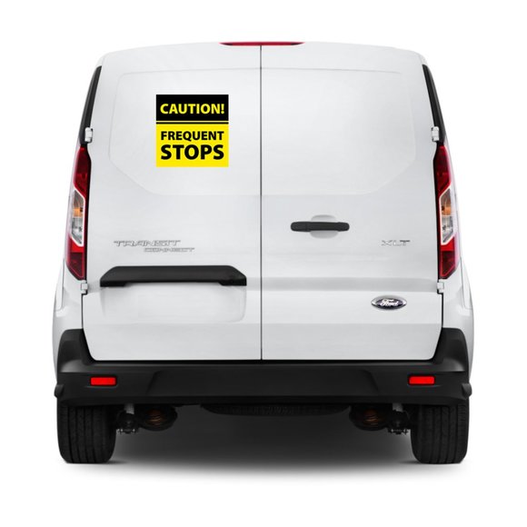 CAUTION FREQUENT STOPS Car Magnet Sign Size 9x9 Vehicle Signage Tail Rear Displa - Picture 2 of 2